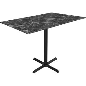 Holland Bar Stool OD211 EuroSlim Outdoor Table X-Base 48"W x 32"D x 36"H Black Marble Top 