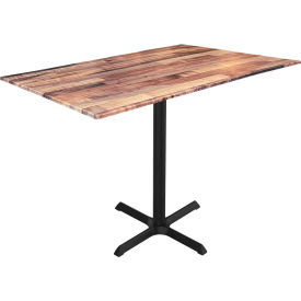 Holland Bar Stool OD211 EuroSlim Outdoor Table X-Base 48"W x 32"D x 36"H Rustic Top 