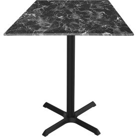 Holland Bar Stool OD211 EuroSlim Outdoor Table X-Base 32"W x 32"D x 36"H Black Marble Top 