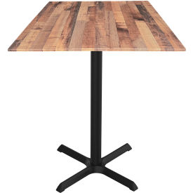 Holland Bar Stool OD211 EuroSlim Outdoor Table X-Base 32"W x 32"D x 36"H Rustic Top 