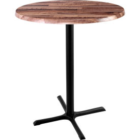 Holland Bar Stool OD211 Enduro Outdoor Table X-Base 30" Dia. x 42"H Rustic Top 