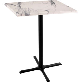 Holland Bar Stool OD211 Enduro Outdoor Table X-Base 30"W x 30"D x 42"H White Marble Top 