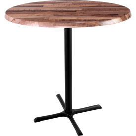 Holland Bar Stool OD211 Enduro Outdoor Table X-Base 36" Dia. x 42"H Rustic Top 