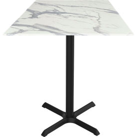 Holland Bar Stool OD211 EuroSlim Outdoor Table X-Base 48"W x 32"D x 42"H White Marble Top 