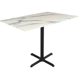 Holland Bar Stool OD211 EuroSlim Outdoor Table X-Base 32" Dia. x 42"H White Marble Top 