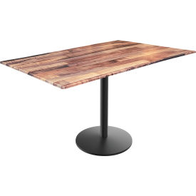 Holland Bar Stool OD214 EuroSlim Outdoor Table Disc Base 48"W x 32"D x 30"H Rustic Top 