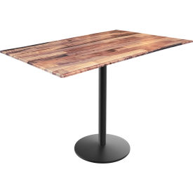 Holland Bar Stool OD214 EuroSlim Outdoor Table Disc Base 48"W x 32"D x 36"H Rustic Top 