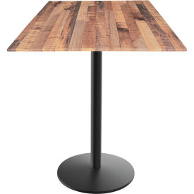 Holland Bar Stool OD214 EuroSlim Outdoor Table Disc Base 36"W x 36"D x 42"H Rustic Top 