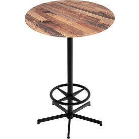Holland Bar Stool OD216 EuroSlim Outdoor Table 5 Prong Base 36" Dia. x 42"H Rustic Top 