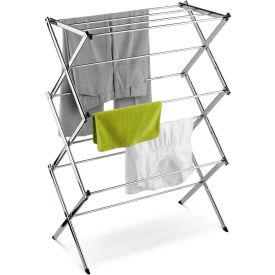 3-Tier Accordion Clothes Drying Rack Chrome Plated Steel 24-Linear Feet Capacity