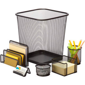 Honey-Can-Do 6-Piece Steel Mesh Desk Organization Set - Black