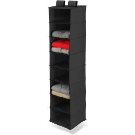 8 Shelf Hanging Vertical Closet Organizer, Polyester, Black - Pkg Qty 2