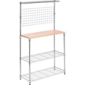 Bakers Rack With Storage 36""L x 14""W x 61""H Chrome