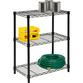 Honey-Can-Do 3 Shelf Black Wire Shelving Unit Starter 24""W x 14""D x 30""H