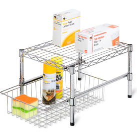 Honey-Can-Do Height Adjustable Shelf With Sliding Basket, 11-3/4