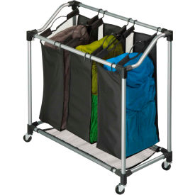 Elite Triple Laundry  Sorter On Casters Black Steel/Polyester