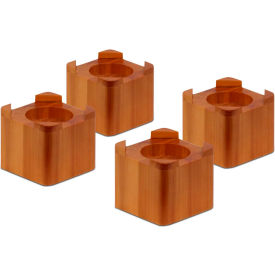 4-1/4""L x 4-1/4""W Stackable Bed Risers - Light Finish Fir Wood Fits Up to 2-3/4"" Diameter