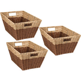 Honey-Can-Do® 3-Piece Rectangle Seagrass Baskets - Natural/Dark Brown