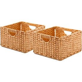 Seville Classics Inc WEB653 Seville Classic Foldable Handwoven Cube Storage Basket 2 Pack, Natural/Brown image.