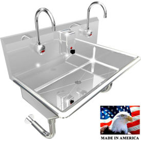 BEST SHEET METAL, INC. 021E36208R BSM Inc. Stainless Steel Sink, 2 User w/Electronic Faucets Round Tube Wall Mounted 36"L X 20"W X 8"D image.