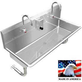 BSM Inc. Stainless Steel Sink, 2 Station w/Electronic Faucets, round Tube Brackets 42
