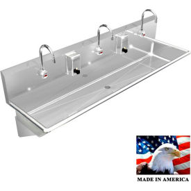 BEST SHEET METAL, INC. 032E60208B BSM Inc. Stainless Steel Sink, 3 Station w/Electronic Faucets, Wall Brackets 60"L X 20"W X 8"D image.