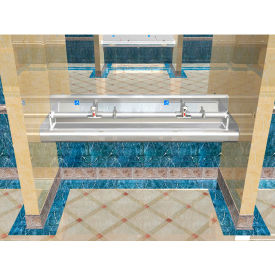 BSM Inc. Elite ADA SS Sink 2 Station with Elec. Faucet 7-3/4""H Backsplash 72""L x 21""W x 5""D Sink