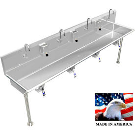 BSM Inc. Stainless Steel Sink, 4 User w/Knee Valve Operated Valves Straight Legs 80