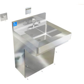BSM Inc. ADA SS Hand Sink 1 Station with Metering Faucet Wall Mount 20""L x 19""W x 5""D Sink