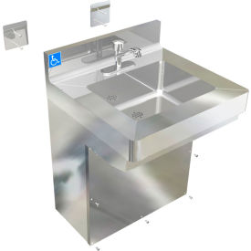 BSM Inc. ADA SS Hand Sink 1 Station with Metering Faucet Wall Mount 24""L x 19""W x 5""D Sink