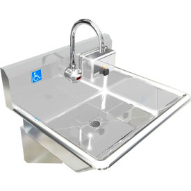 BSM Inc. ADA SS Sink 1 Station with Electronic Faucet Wall Mount 24""L x 20""W x 6""D Sink