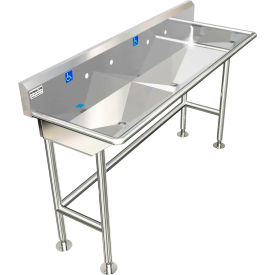 BSM Inc. ADA SS Sink 2 Station Body Only Floor Mount Sloped Drain 60""L x 20""W x 6""D Sink