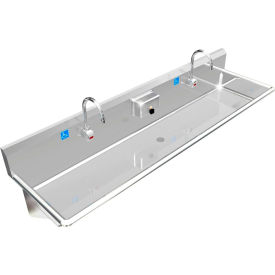 BSM Inc. ADA SS Sink 2 Station with Electronic Faucet Wall Mount 72""L x 20""W x 6""D Sink
