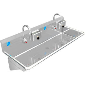 BSM Inc. ADA SS Sink 2 Station with Electronic Faucet & 2 Soap Dispensers 48""L x 20""W x 6""D Sink
