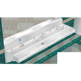 BSM Inc. Elite ADA SS Sink 3 Station with Metering Faucet Wall Mount 84""L x 21""W x 5""D Sink