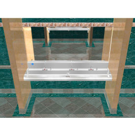 BSM Inc. Elite ADA SS Sink 3 Station w/ Deck Electronic Faucet Wall Mount 84""L x 21""W x 5""D Sink