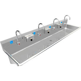 BSM Inc. ADA SS Sink 4 Station with Electronic Faucet Wall Mount 80""L x 20""W x 6""D Sink