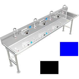 BSM Inc. ADA SS Sink 4 Station with Electronic Faucet Floor Mount 96""L x 20""W x 6""D Sink