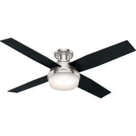52" Dempsey Low Profile Ceiling Fan with Light and Handheld Remote - Brushed Nickel view 2