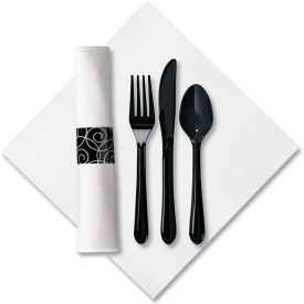 Hoffmaster® HFM119971 Caterwrap Cutlery Combo Plastic Black 100/Carton