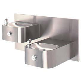 Haws Hi-Lo Wall Mount Drinking Fountain w/ Back Panel, 18G Stainless Steel