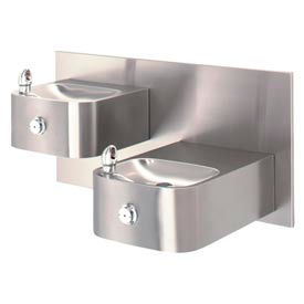 Haws Hi-Lo Wall Mount Drinking Fountain w/ Back Panel, 14G Stainless Steel