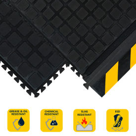 Andersen Company 447205100 Hog Heaven III™ Comfort Modular Corner Tile 3/4" Thick 3 Black/Yellow Chevron Border image.