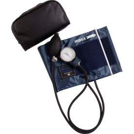 HEALTHSMART 01-140-016 MABIS® Precision™ Series Aneroid Sphygmomanometer BP Monitor, Large Adult Size, Blue image.