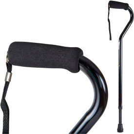 HealthSmart 502-1304-0255 DMI Deluxe Lightweight Adjustable Walking Cane with Soft Foam Offset Hand Grip, Black image.