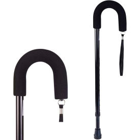 HealthSmart 502-1309-0255 DMI Deluxe Adjustable Cane with Comfort Grip Handle and Strap, Black image.