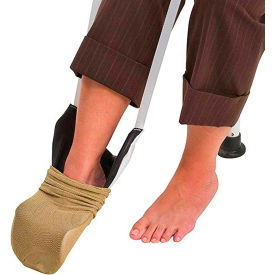 HEALTHSMART 640-8140-0055 DMI Deluxe Sock Aid - Easily Pull on Socks Without Bending, Slip Resistance, White image.