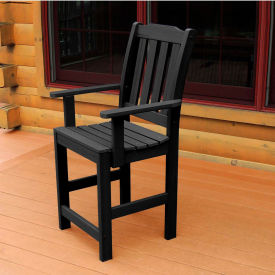 Highwood Synthetic Wood Dining Chair With Arms, Black