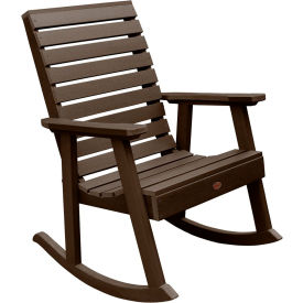 Highwood USA AD-RKCH2-ACE highwood® Weatherly Outdoor Rocking Chair, Eco Friendly Synthetic Wood In Weathered Acorn Color image.