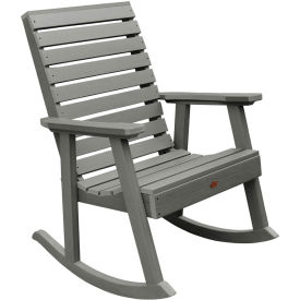 Highwood USA AD-RKCH2-CGE highwood® Weatherly Outdoor Rocking Chair, Eco Friendly Synthetic Wood In Coastal Teak image.